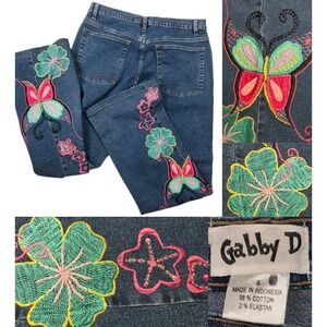 Vtg Y2K Gabby D Bootcut Jeans Sz 8 Butterfly Embroidered Beaded Fairy Bratz 3096